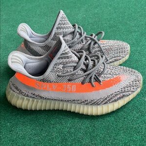 Gray and Orange Athletic Sneakers